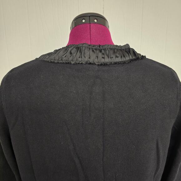 Women's Rafaella Black Beaded Collar 3/4 Sleeve Snap Close Cardigan - Size Large - Picture 7 of 8